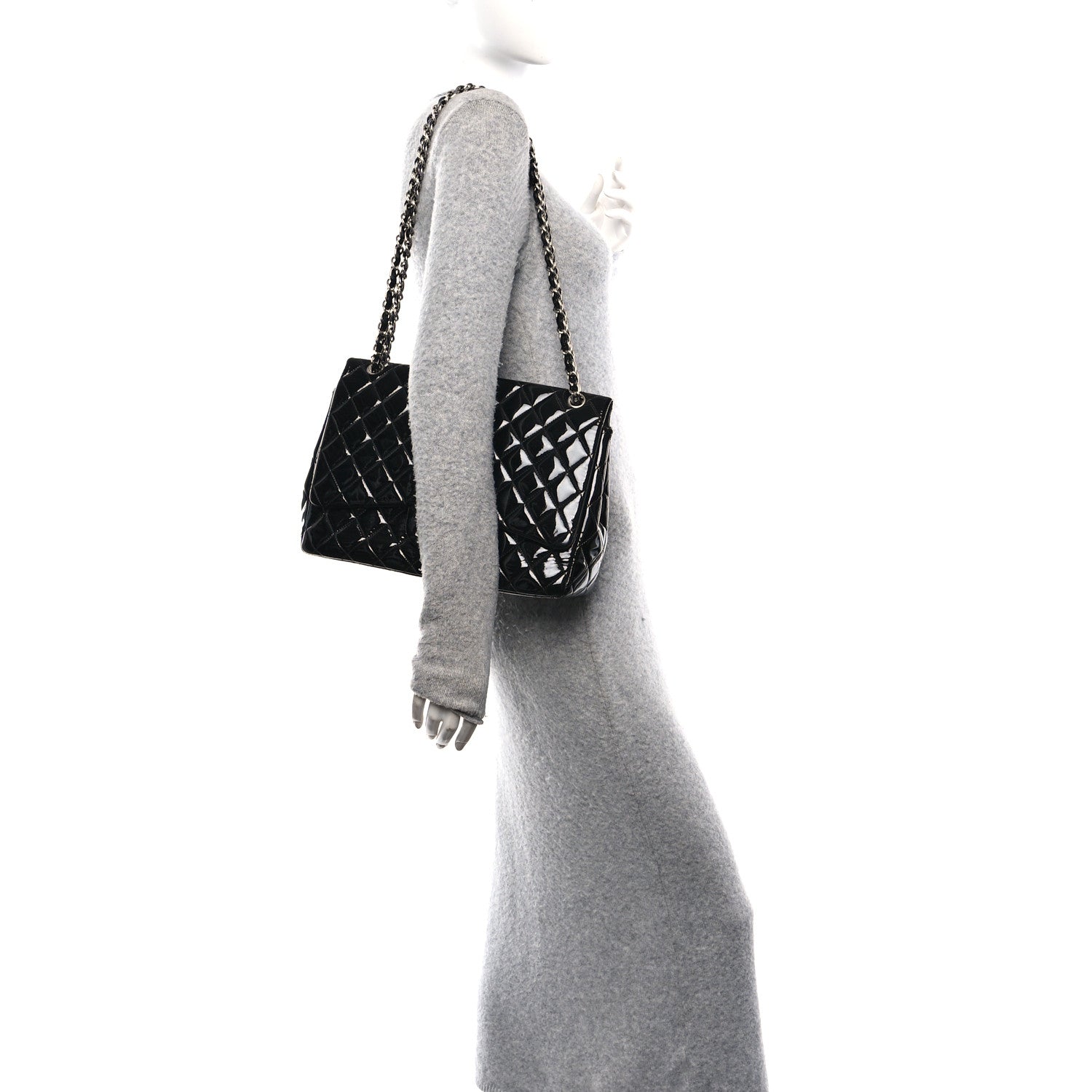 Chanel Patent Quilted Maxi Single Flap Black 2 of 11