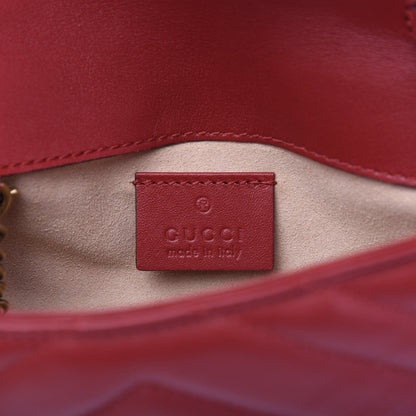 Gucci Calfskin Matelasse Super Mini GG Marmont Shoulder Bag Hibiscus Red 6 of 8