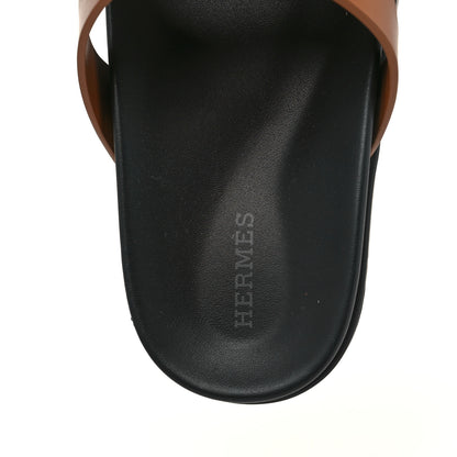 Hermes Calfskin Womens Edith Sandals 38.5 Naturel 7 of 8