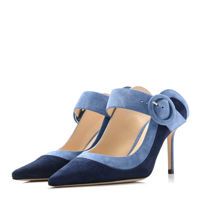 Jimmy Choo Suede Hendrix 85 Mule Pumps 36.5 Stone Blue 3 of 6