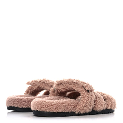 Hermes Woolskin Womens Chypre Sandals 36.5 Bois De Santal 4 of 8