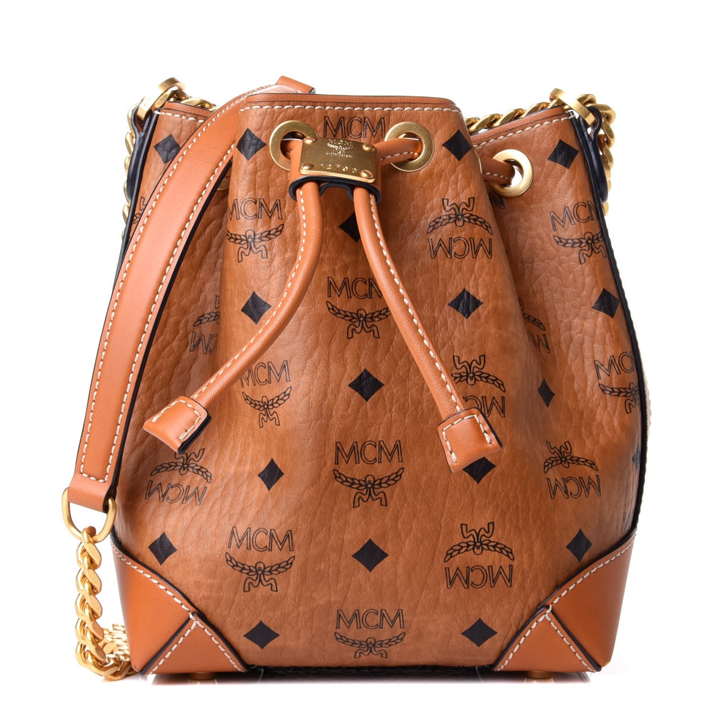 Visetos Berlin Mini Drawstring Bucket Bag Cognac