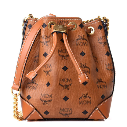 MCM Visetos Berlin Mini Drawstring Bucket Bag Cognac 1 of 4