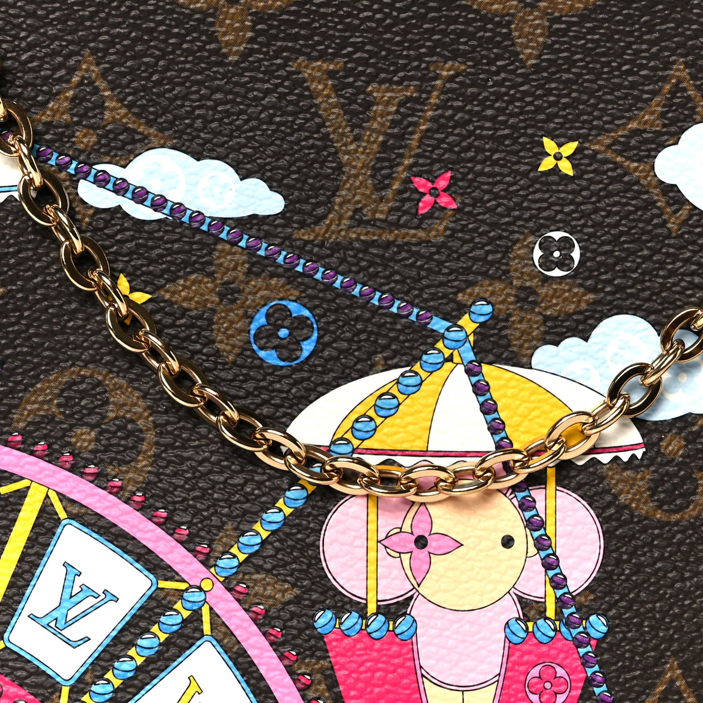 Monogram 2020 Christmas Animation Big Wheel Double Zip Pochette Rose Ballerine