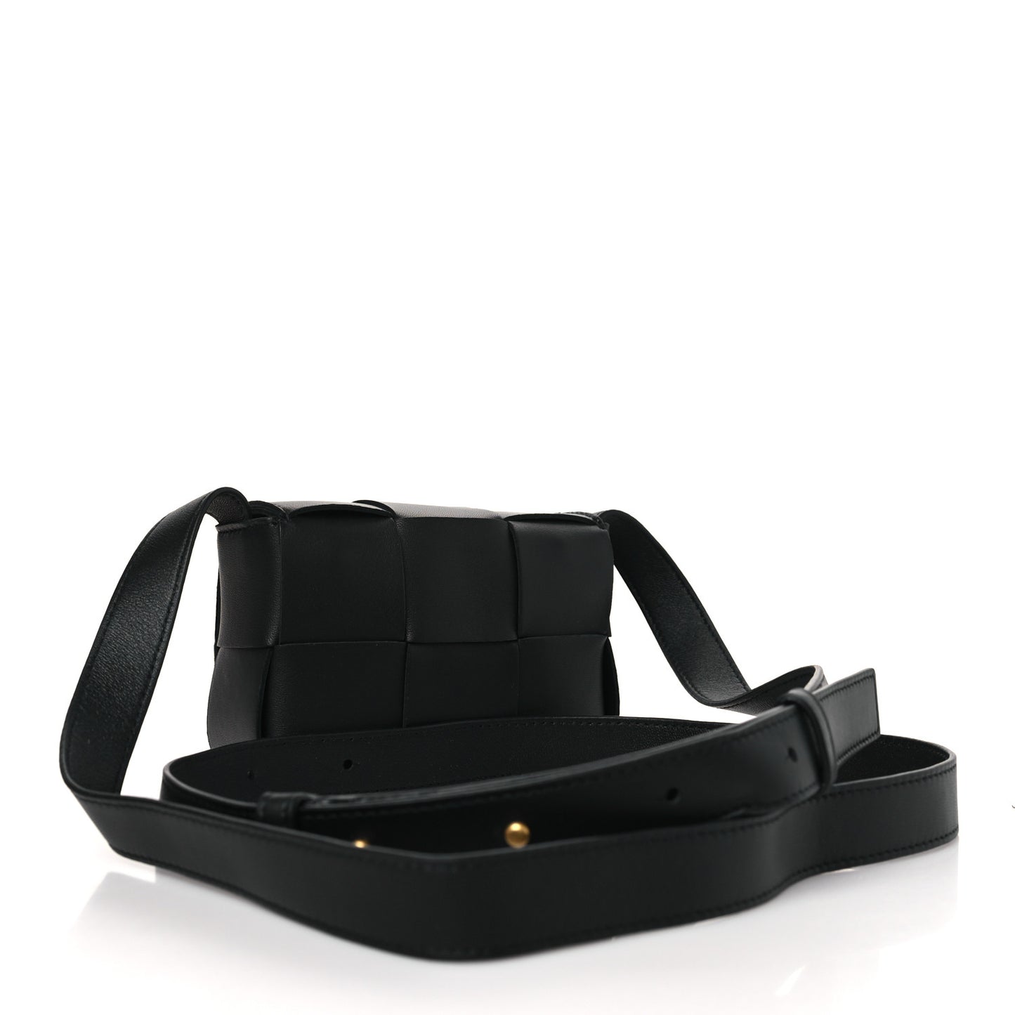 Lambskin Maxi Intrecciato Extra Mini Cassette Crossbody Bag Black