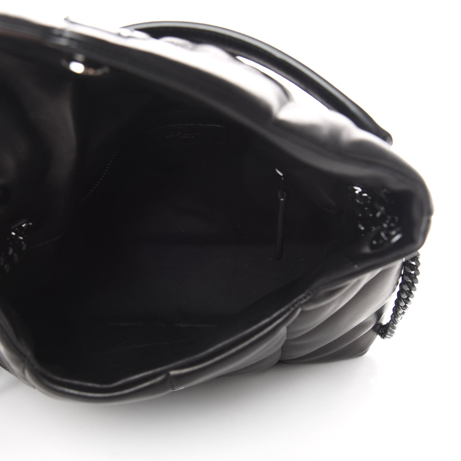 Saint Laurent Lambskin Quilted Small Loulou Puffer Monogram Chain Satchel Black 5 of 12