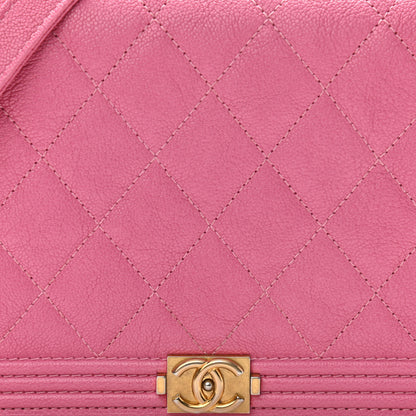 Chanel Caviar Quilted Boy Wallet On Chain WOC Pink 9 of 12