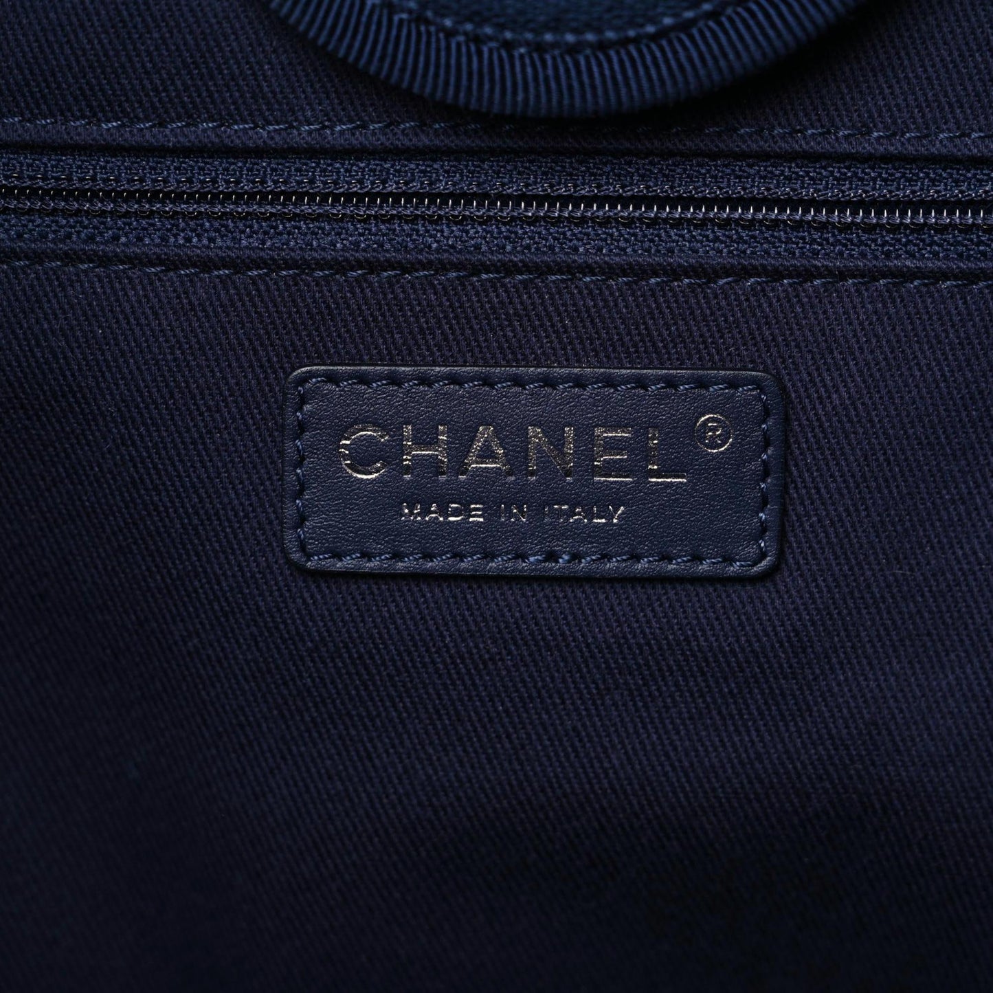 Mixed Fibers Calfskin Medium Deauville Tote Dark Blue