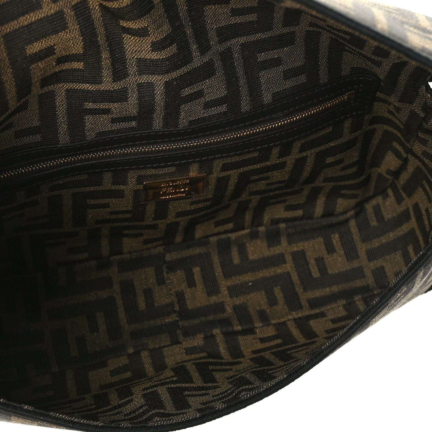 Fendi Fabric Jacquard FF 1974 Medium Baguette Tobacco Moro Black 5 of 8