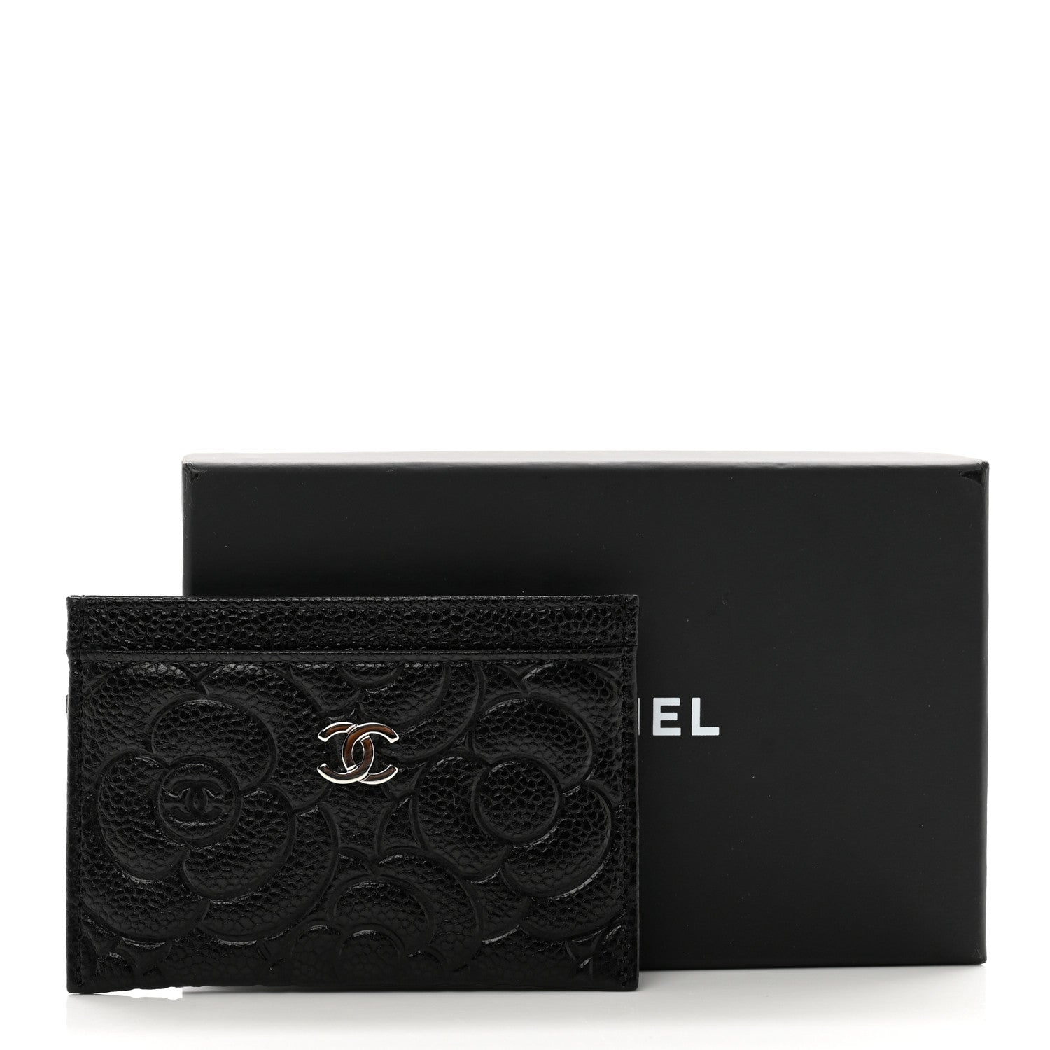 Chanel Caviar Camellia Embossed Card Holder Black 8 of 8