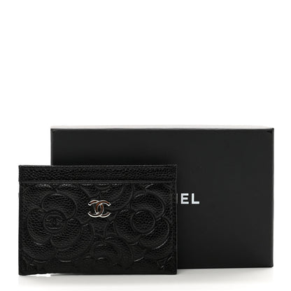 Chanel Caviar Camellia Embossed Card Holder Black 8 of 8