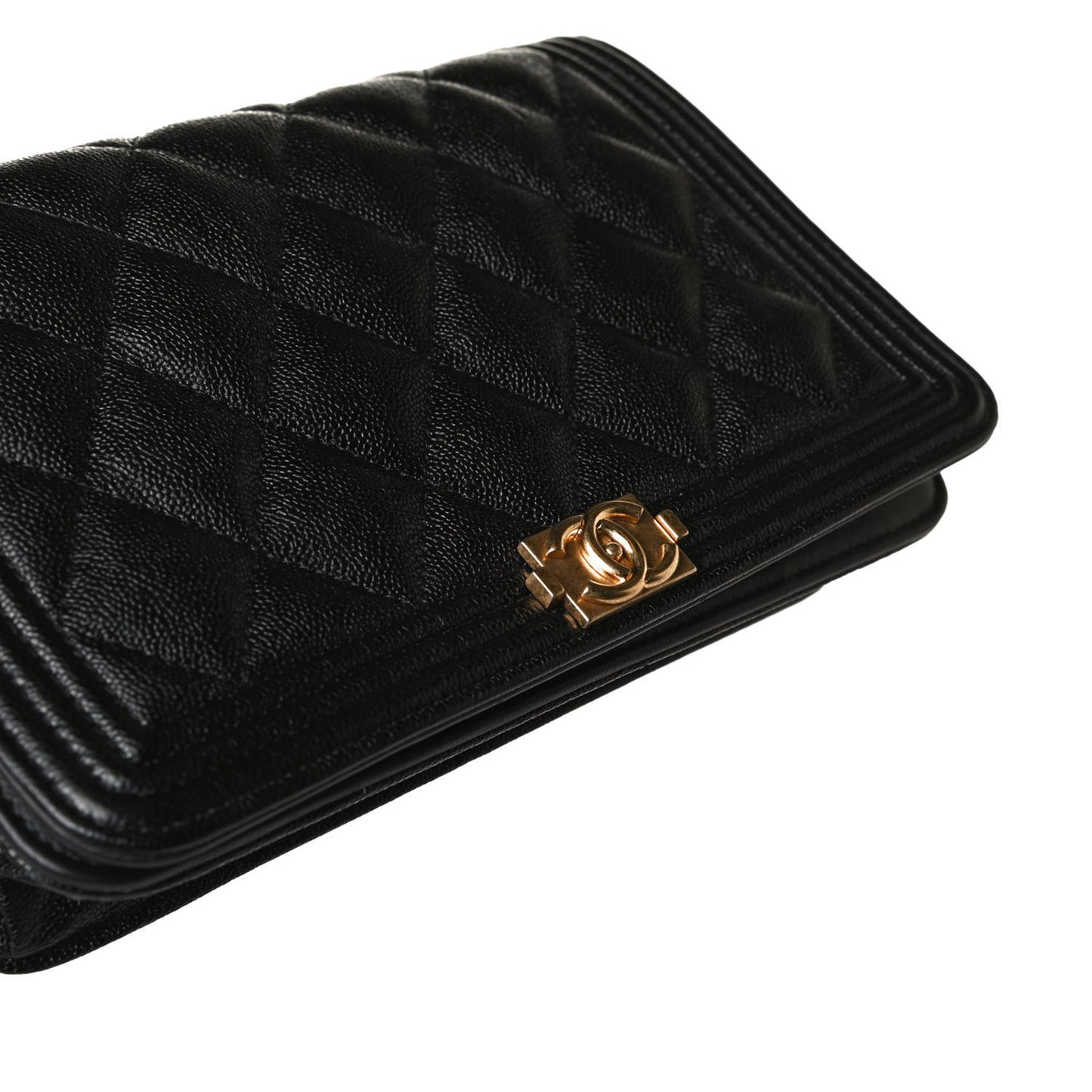 Caviar Quilted Boy Wallet On Chain WOC Black