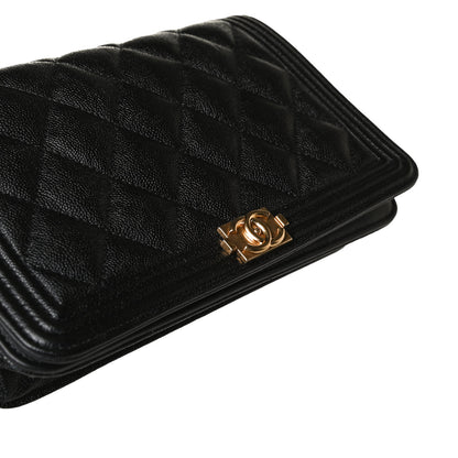 Chanel Caviar Quilted Boy Wallet On Chain WOC Black 12 of 20