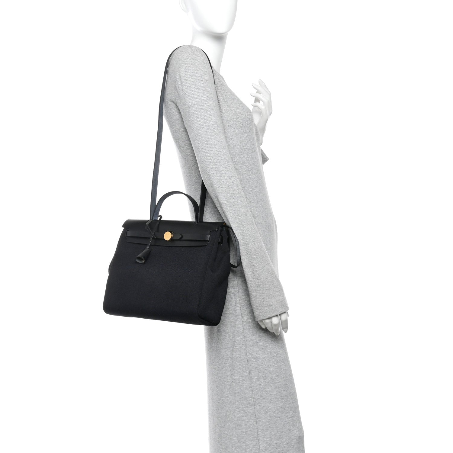 Hermes Military Toile Vache Hunter Herbag Zip Retourne 31 PM Black 2 of 11