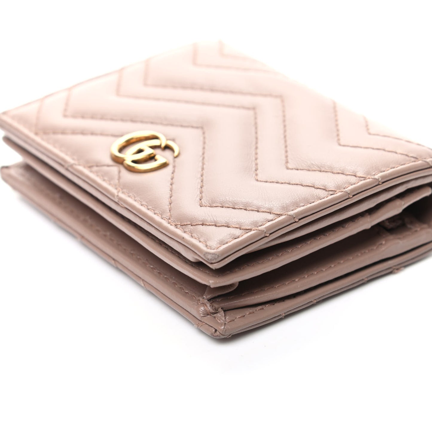 Calfskin Matelasse GG Marmont Card Case Wallet Porcelain Rose