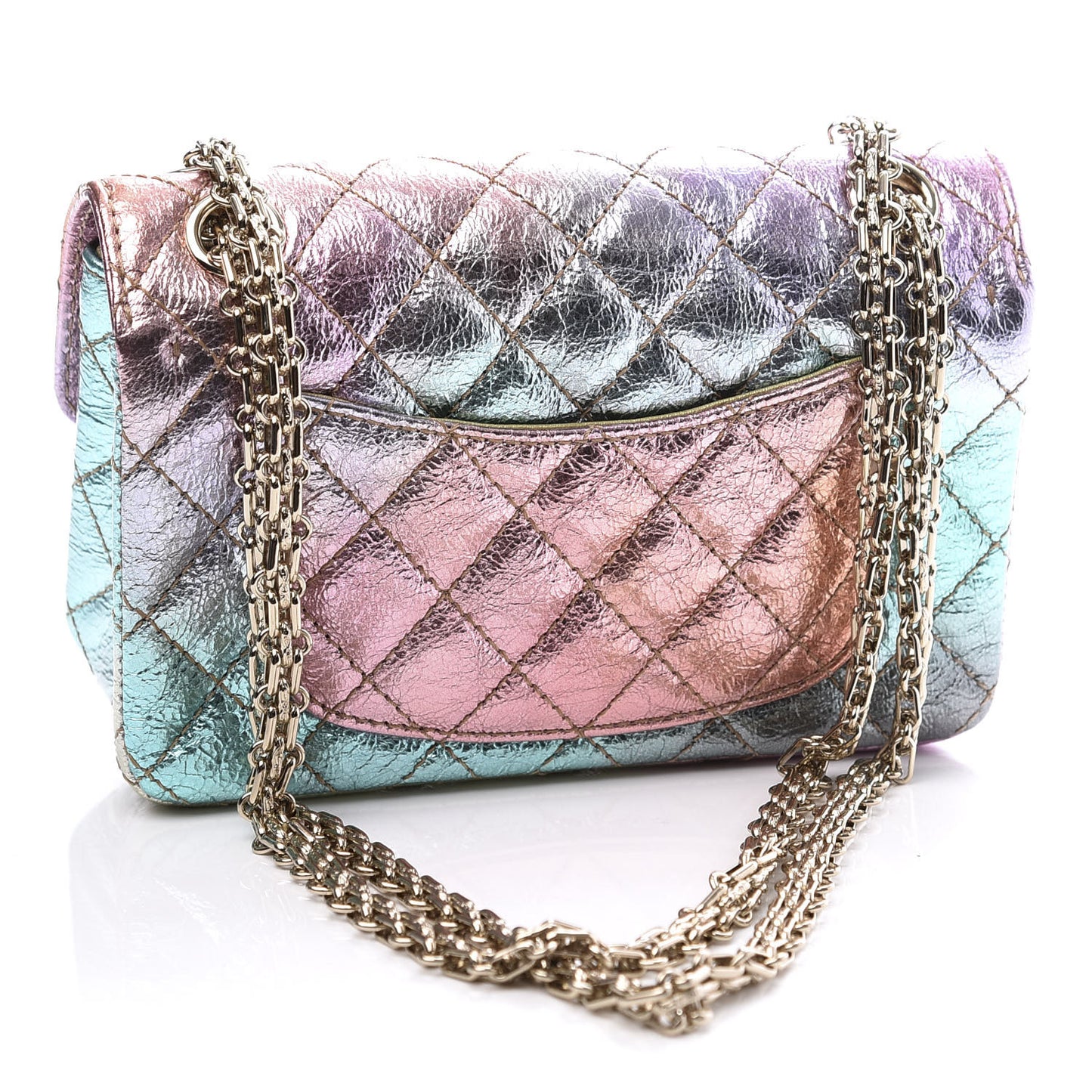 Metallic Goatskin Quilted Mini 2.55 Reissue Flap Multicolor