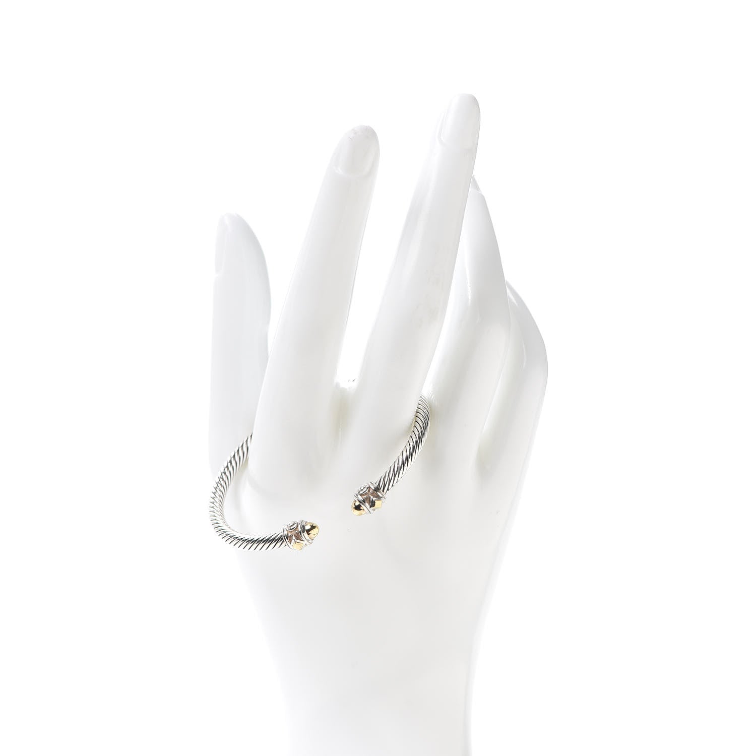 David Yurman Sterling Silver 18K Yellow Gold 3.5mm Cable Renaissance Bracelet 2 of 4