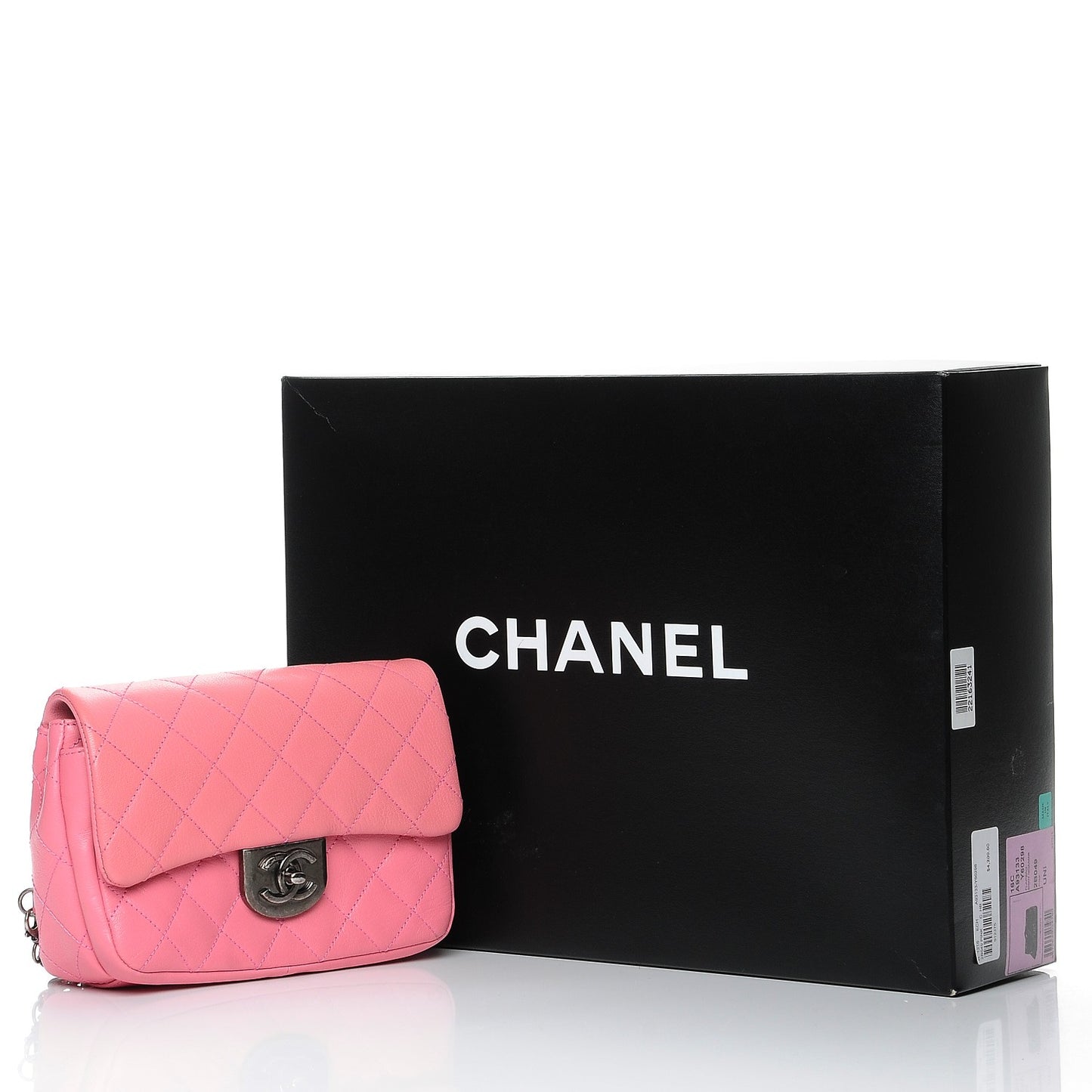 Shiny Goatskin Quilted Small Double Carry Waist Chain Flap Pink