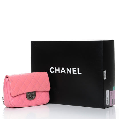 Chanel Shiny Goatskin Quilted Small Double Carry Waist Chain Flap Pink 8 of 8