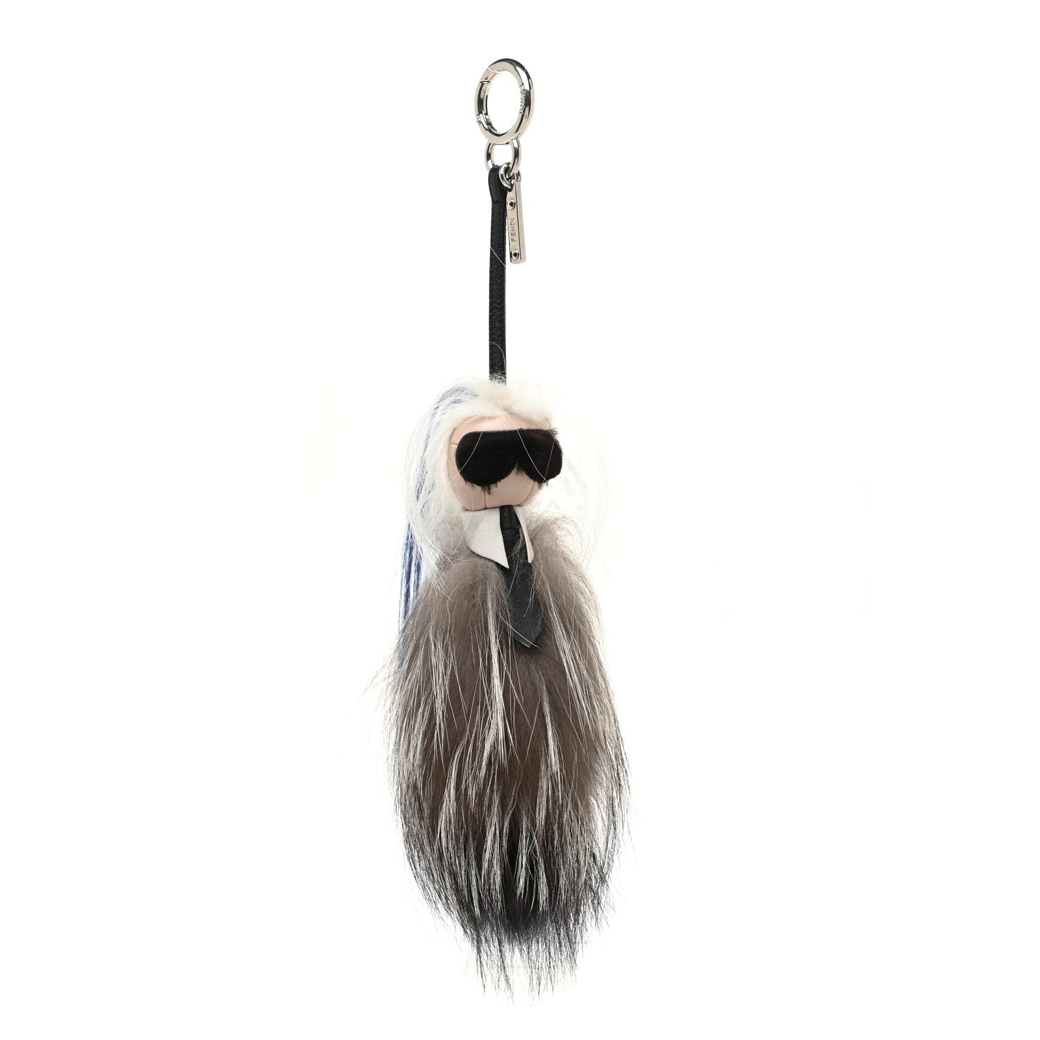 Fendi Mink Fox Goat Fur Mini Karlito Bag Charm Blue 1 of 4