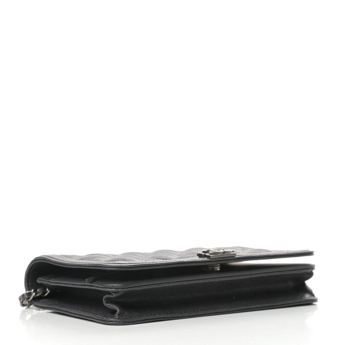 Caviar Quilted Boy Wallet On Chain WOC Charcoal