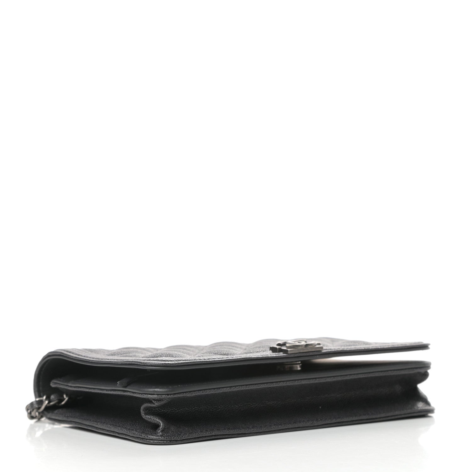 Chanel Caviar Quilted Boy Wallet On Chain WOC Charcoal 4 of 11