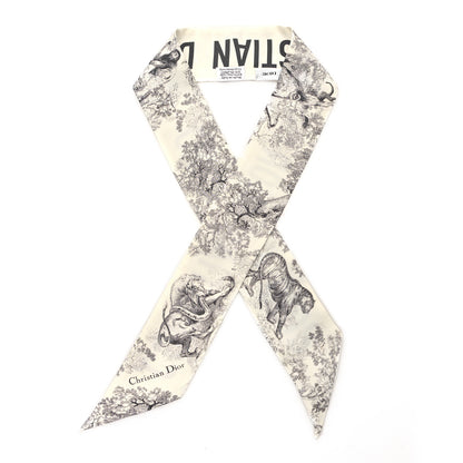 Christian Dior Silk Toile De Jouy Mitzah Scarf White 1 of 3