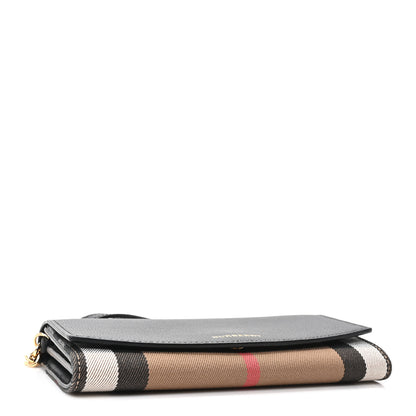 Burberry Grainy Calfskin House Check Henley Wallet On Chain Black 4 of 10