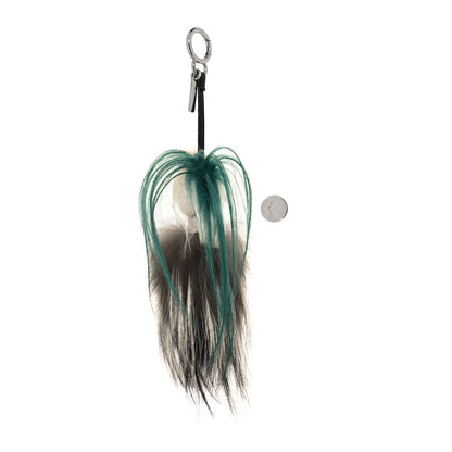 Fendi Fox Mink Goat Fur Karlito Bag Charm Black White Verde 2 of 4