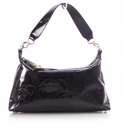 Chanel Patent Perforated Camelia Hobo Black 1 of 12