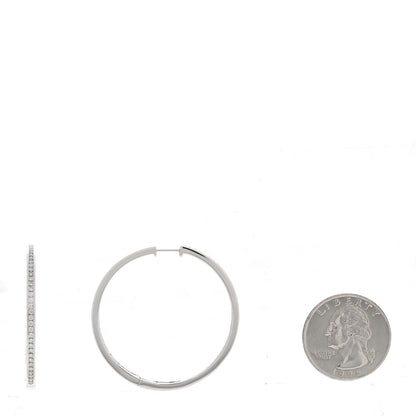 Parker & West by FASHIONPHILE 18K White Gold Diamond 1.40ct Large Channel Set Inside Out Hoop Earrings 2 of 8