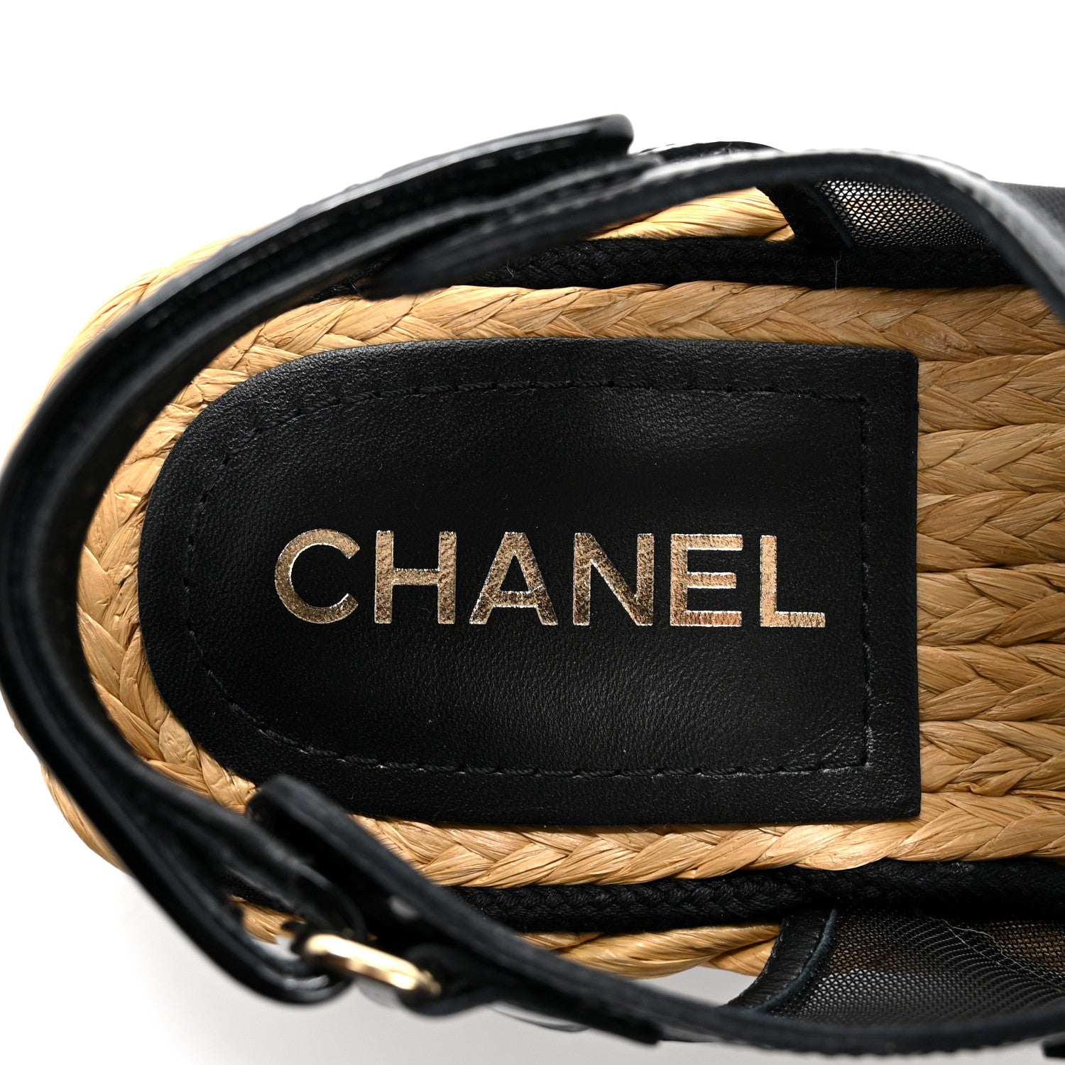 Chanel Mesh Patent Calfskin Velcro Dad Sandals 38 Black 7 of 10