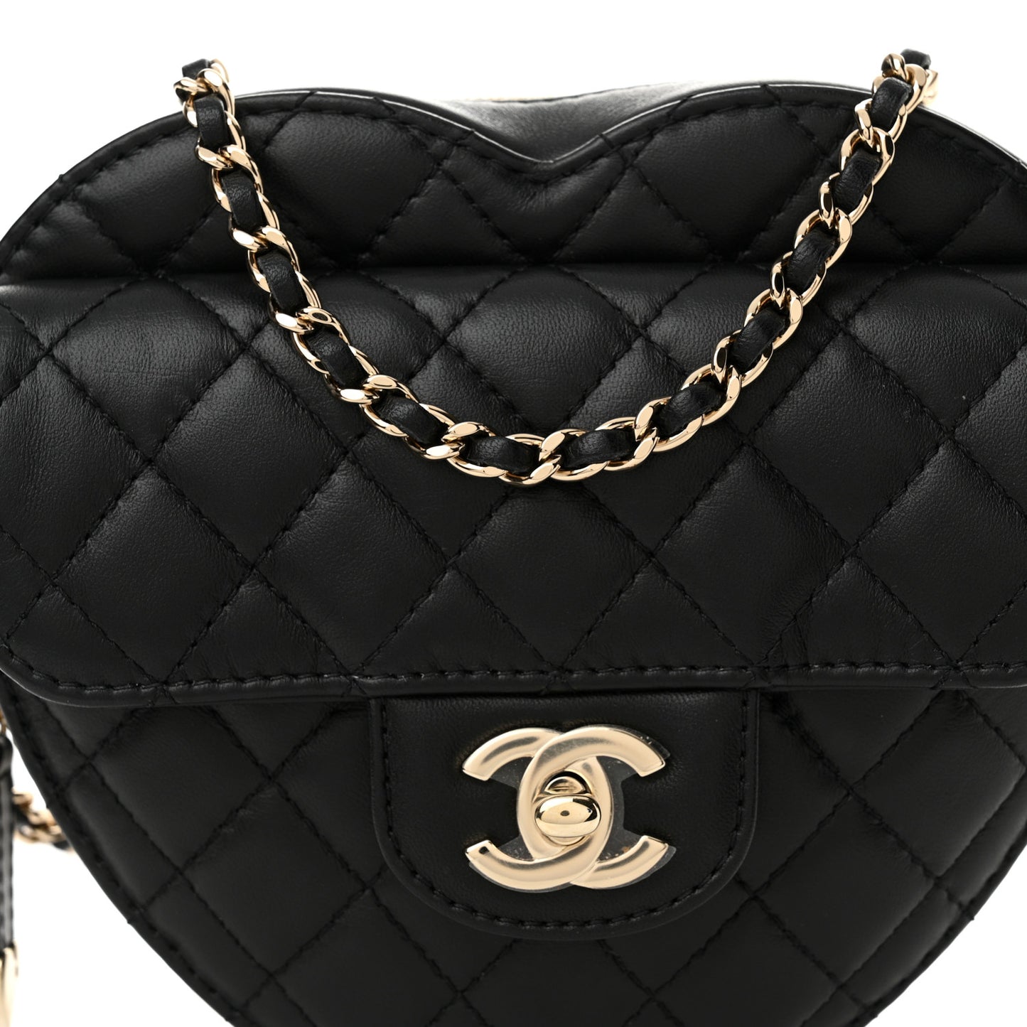 Lambskin Quilted CC In Love Heart Bag Black