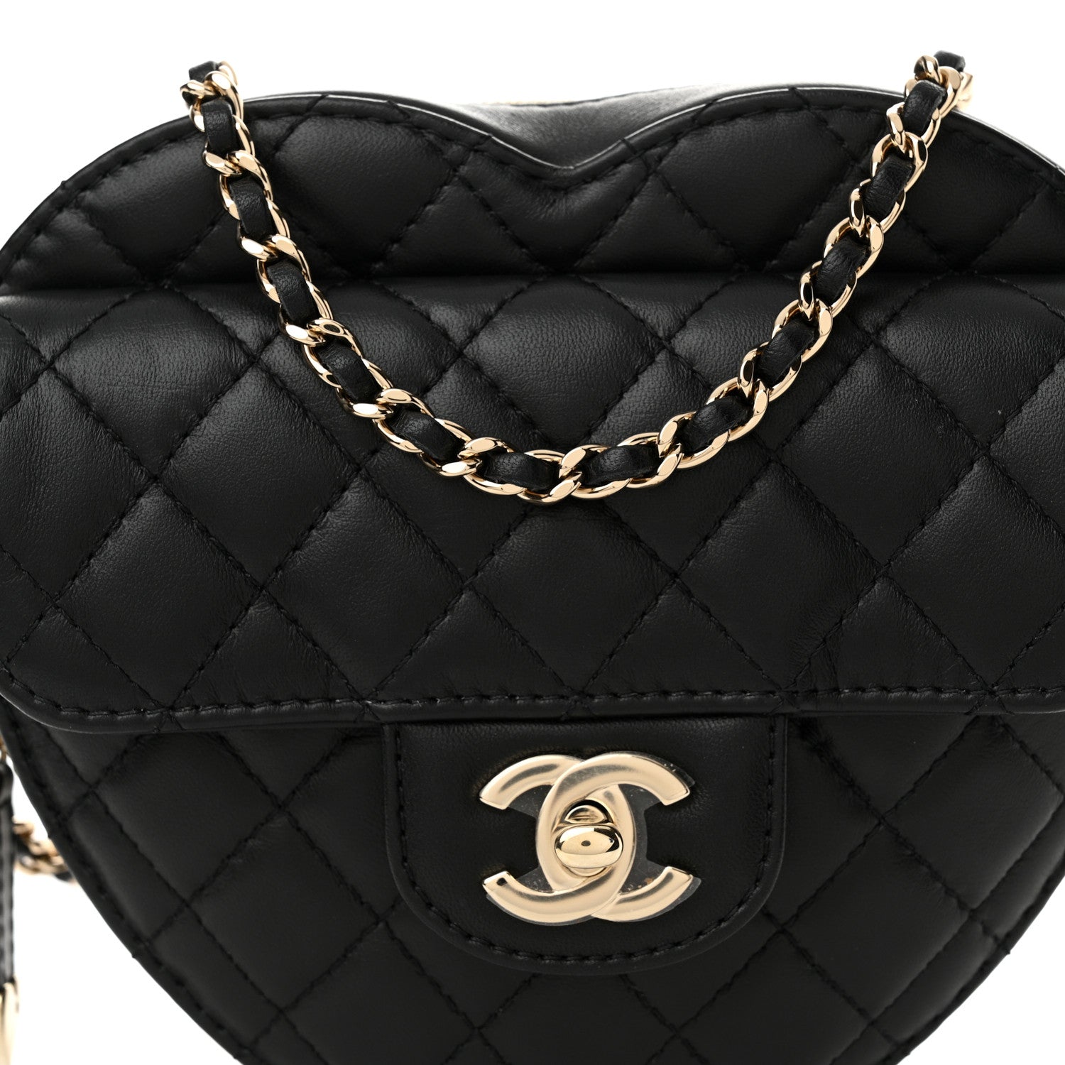 Chanel Lambskin Quilted CC In Love Heart Bag Black 8 of 11
