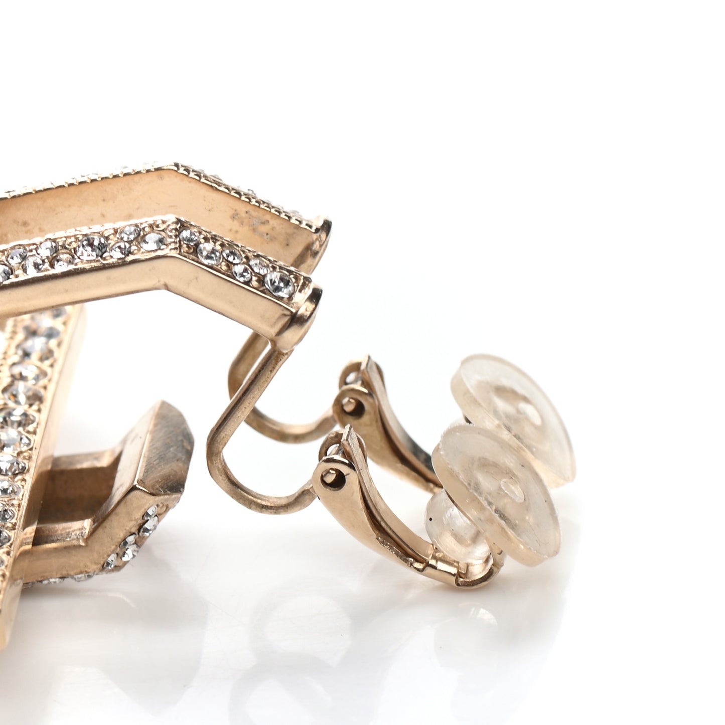 Crystal CC Clip On Earring Gold