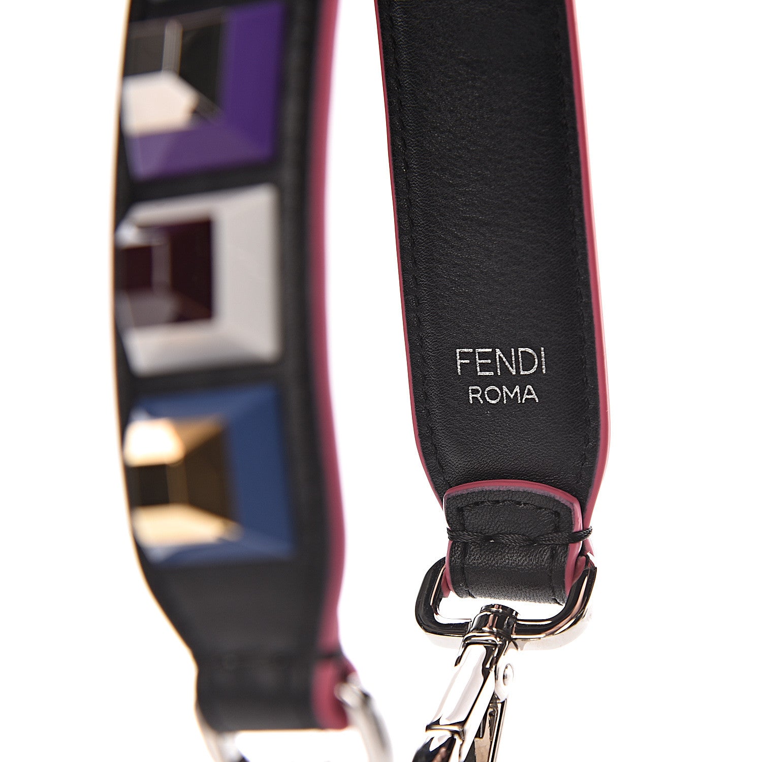 Fendi Vitello Dolce Plexiglass Studded Mini Strap You Black Multicolor 4 of 5