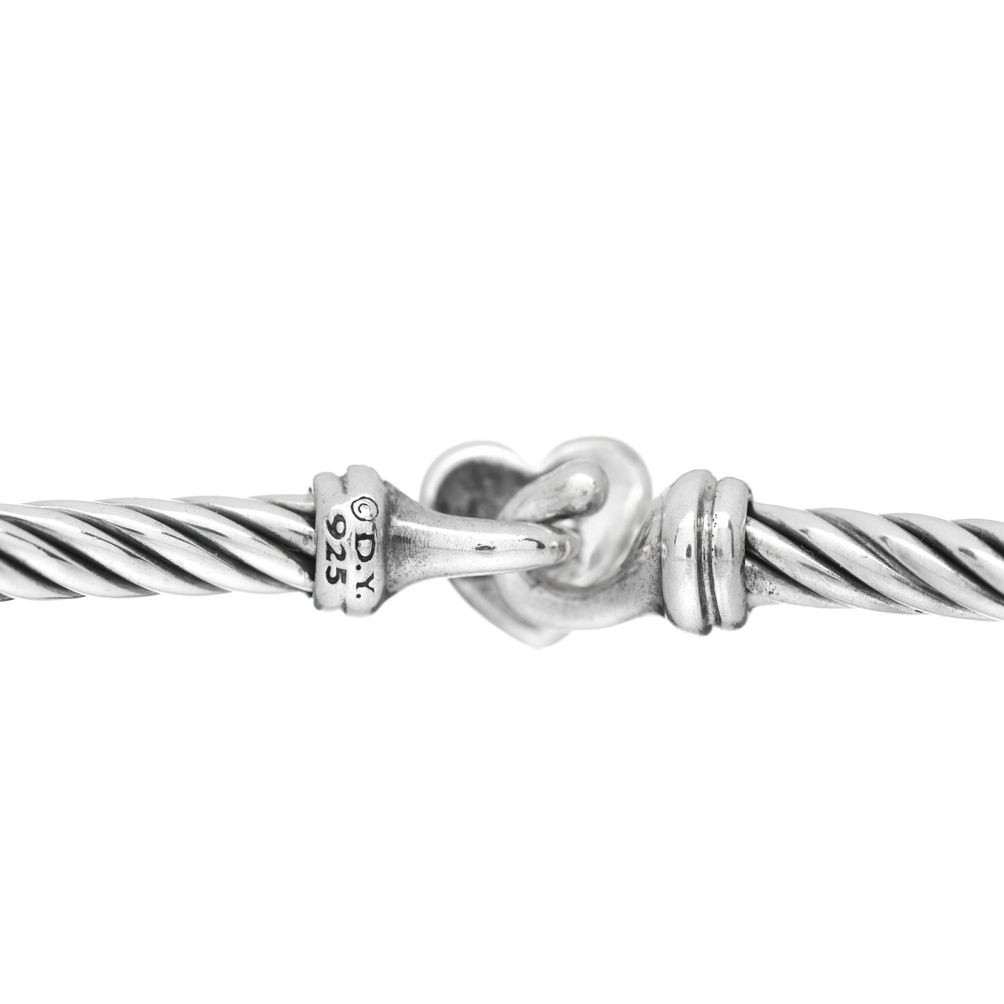 Sterling Silver Diamond Cable Collectibles Heart Bracelet