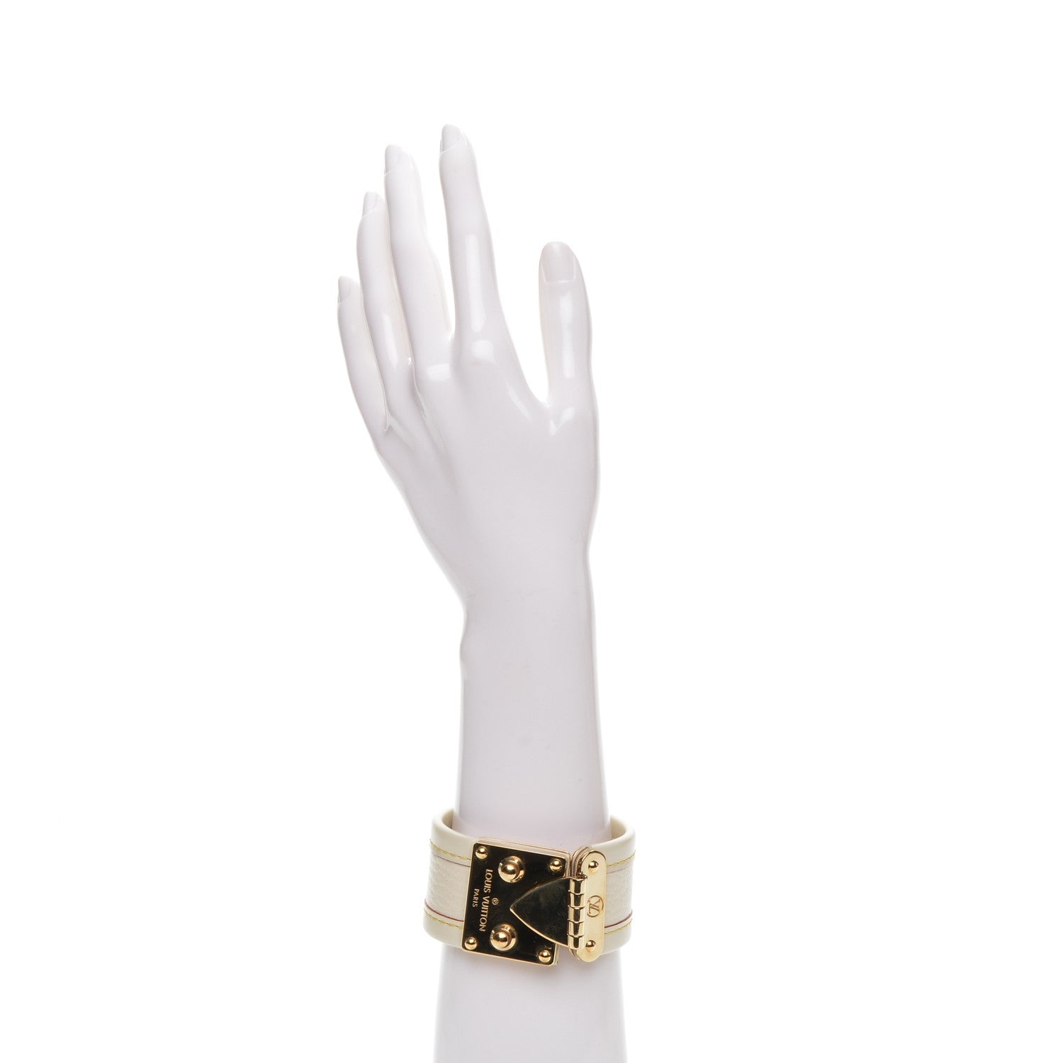 Louis Vuitton Chèvre Suhali S Lock Bracelet M White 2 of 8