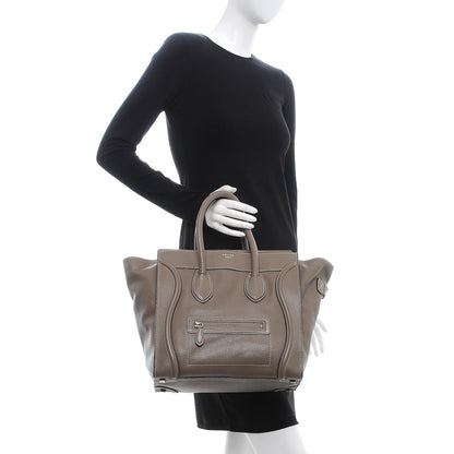 Celine Drummed Calfskin Mini Luggage Souris 2 of 12