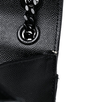 Saint Laurent Grain De Poudre Textured Mixed Matelasse Triquilt Medium Monogram Satchel Black 13 of 13