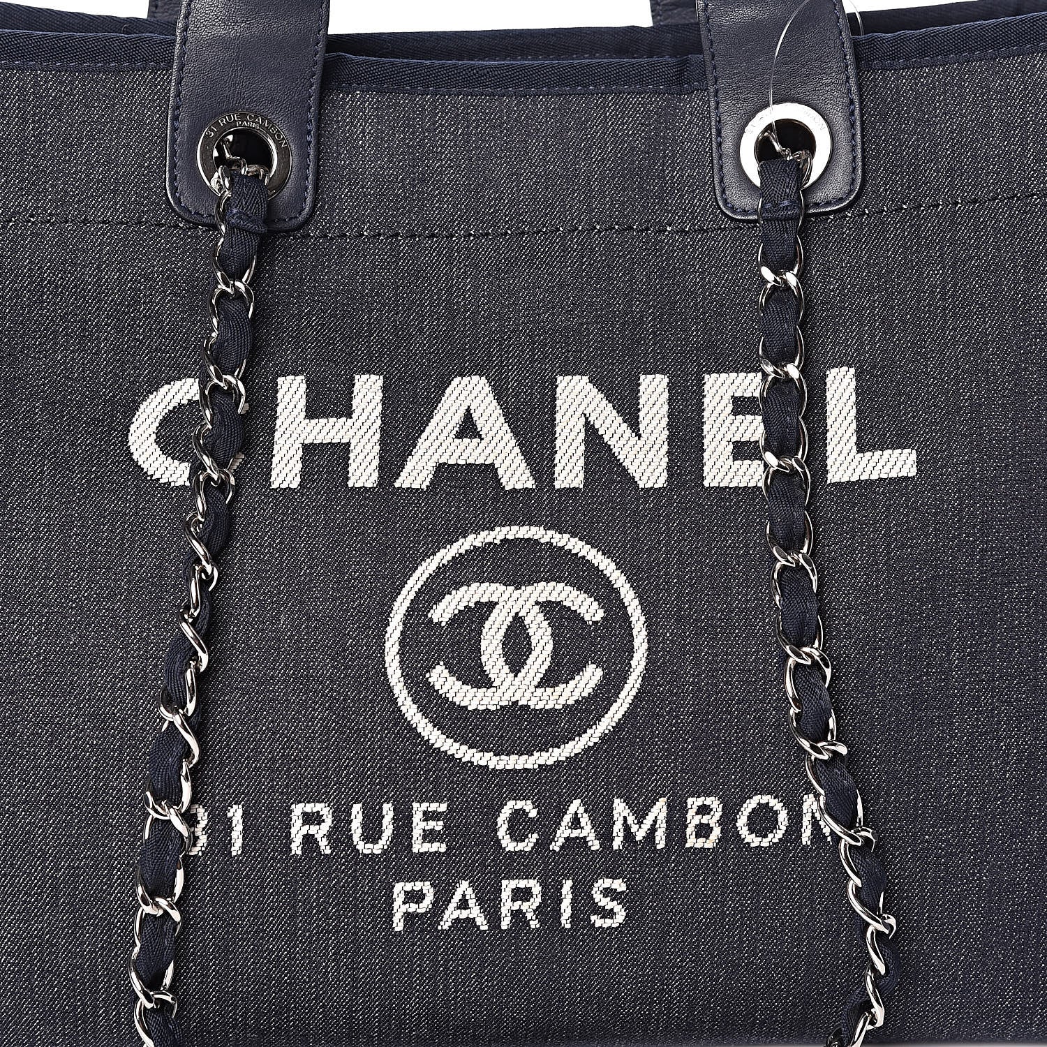 Chanel Denim Large Deauville Tote Dark Blue 9 of 11