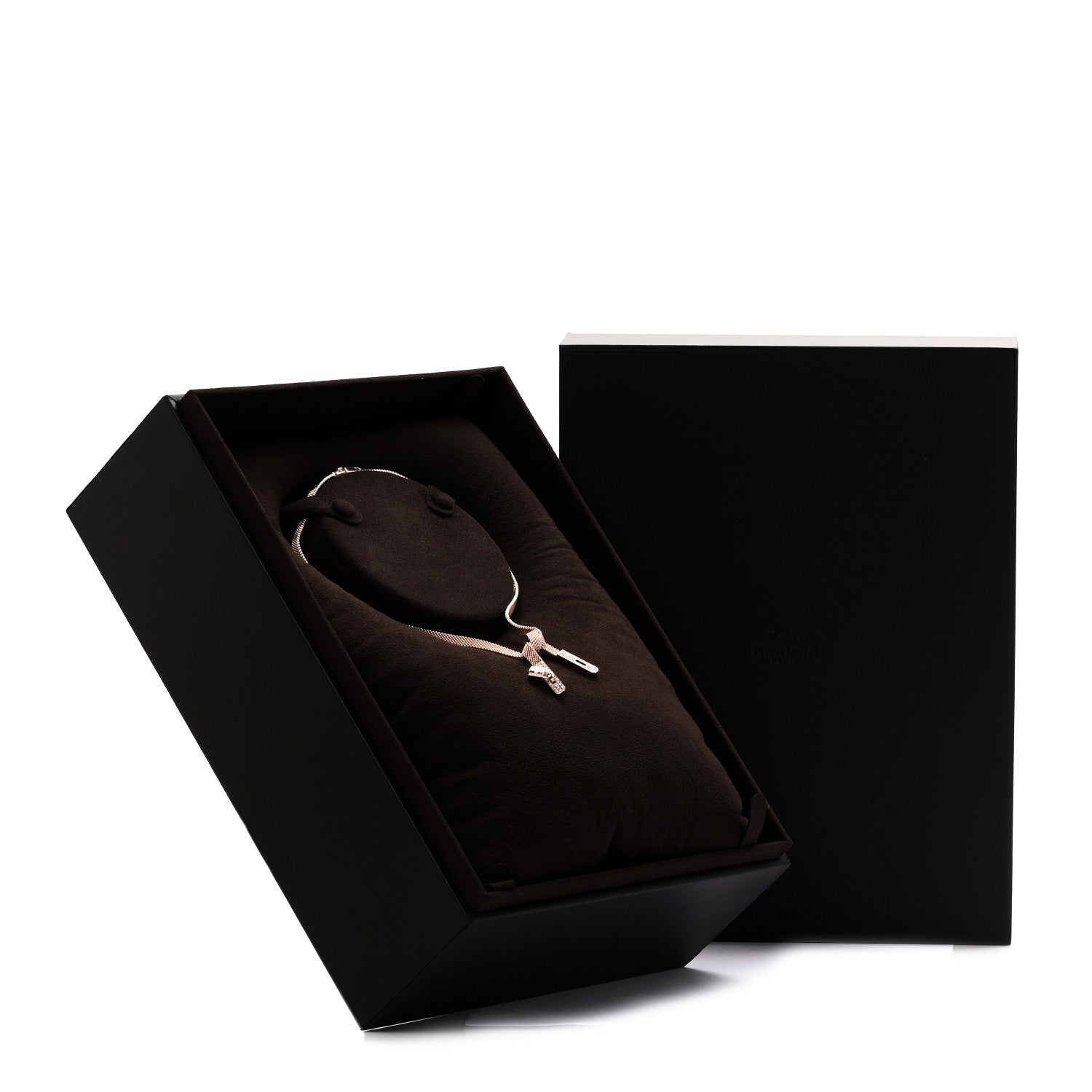 Hermes 18K Rose Gold Diamond Kelly Gavroche Necklace XS 6 of 6