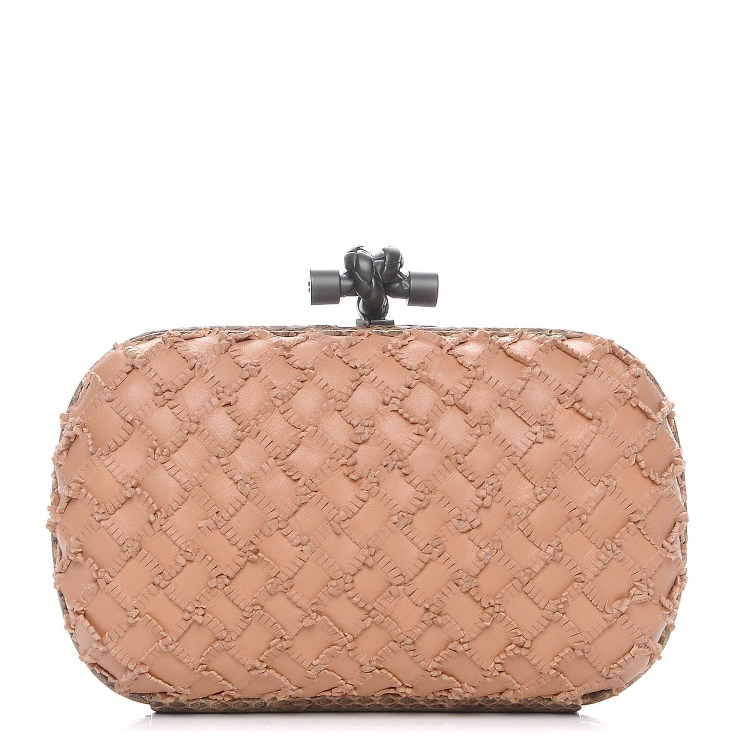 Ayers Nappa Fringe Intrecciato Knot Clutch Pink