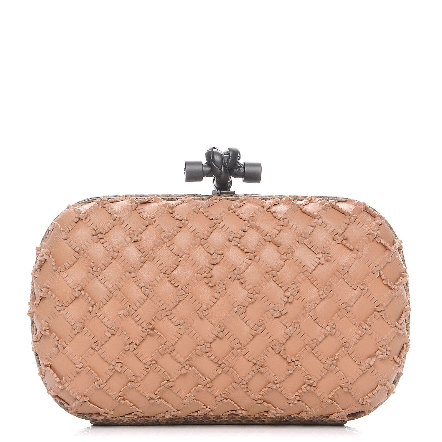 Bottega Veneta Ayers Nappa Fringe Intrecciato Knot Clutch Pink 1 of 6
