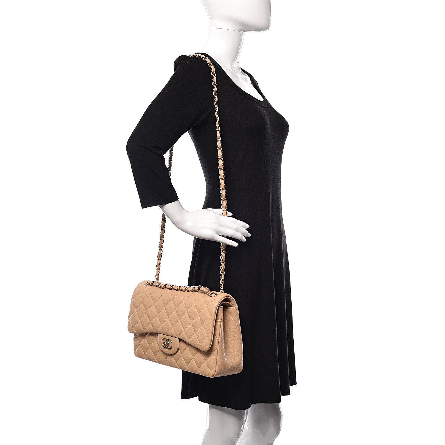 Chanel Caviar Quilted Jumbo Double Flap Beige Clair 2 of 11
