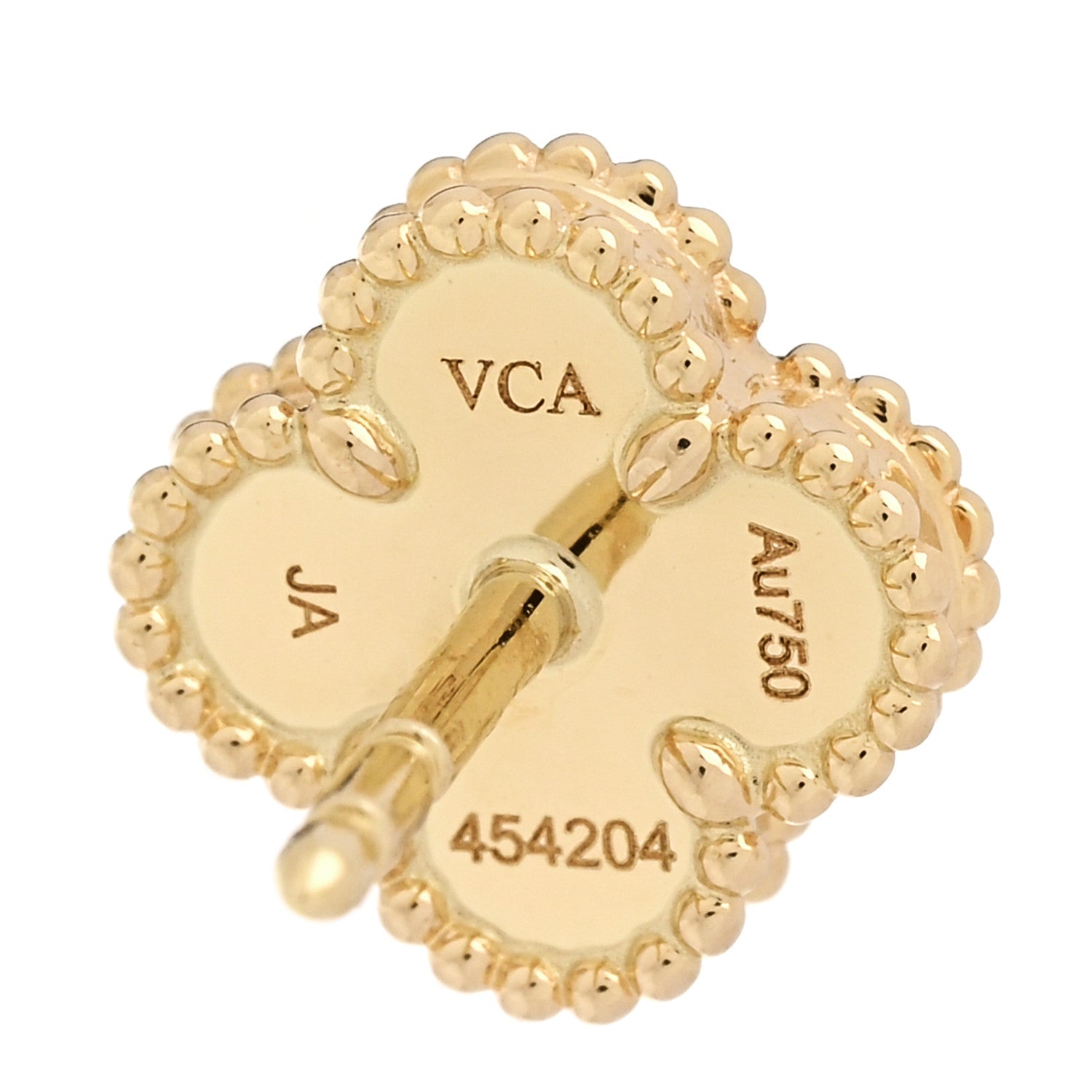 Van Cleef & Arpels 18K Yellow Gold Mother of Pearl Sweet Alhambra Earrings 4 of 5