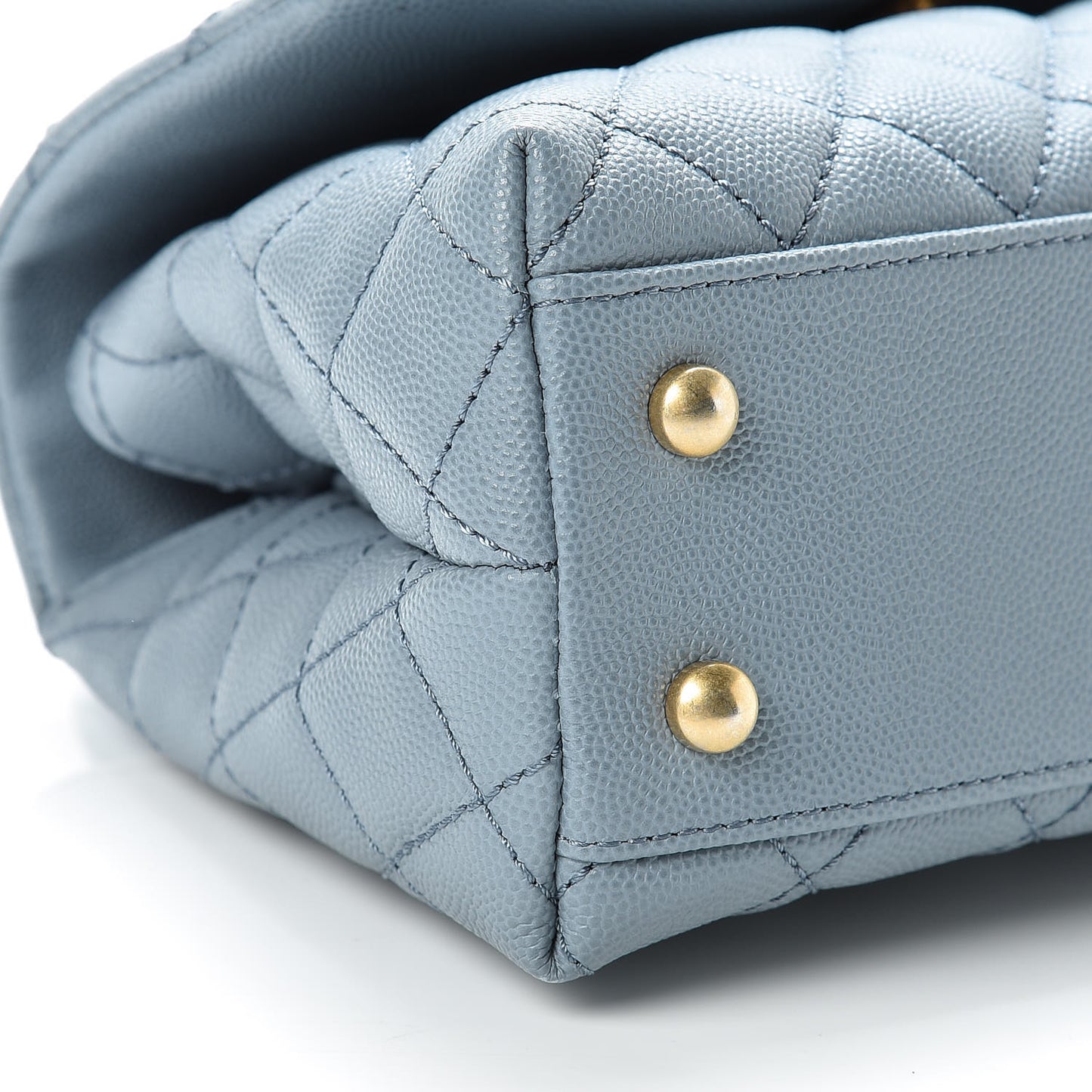 Caviar Lizard Quilted Mini Coco Handle Flap Blue
