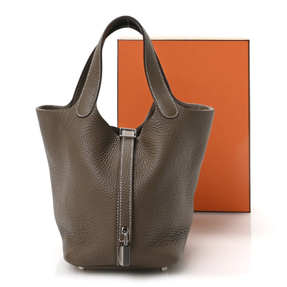 Hermes Taurillon Clemence Picotin Lock 18 PM Etoupe 13 of 13