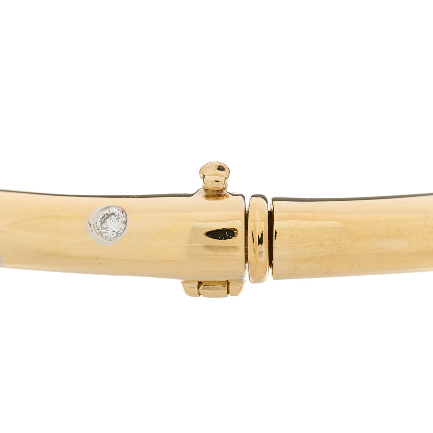 18K Yellow Gold Platinum Diamond 4.5mm Etoile Bangle Bracelet
