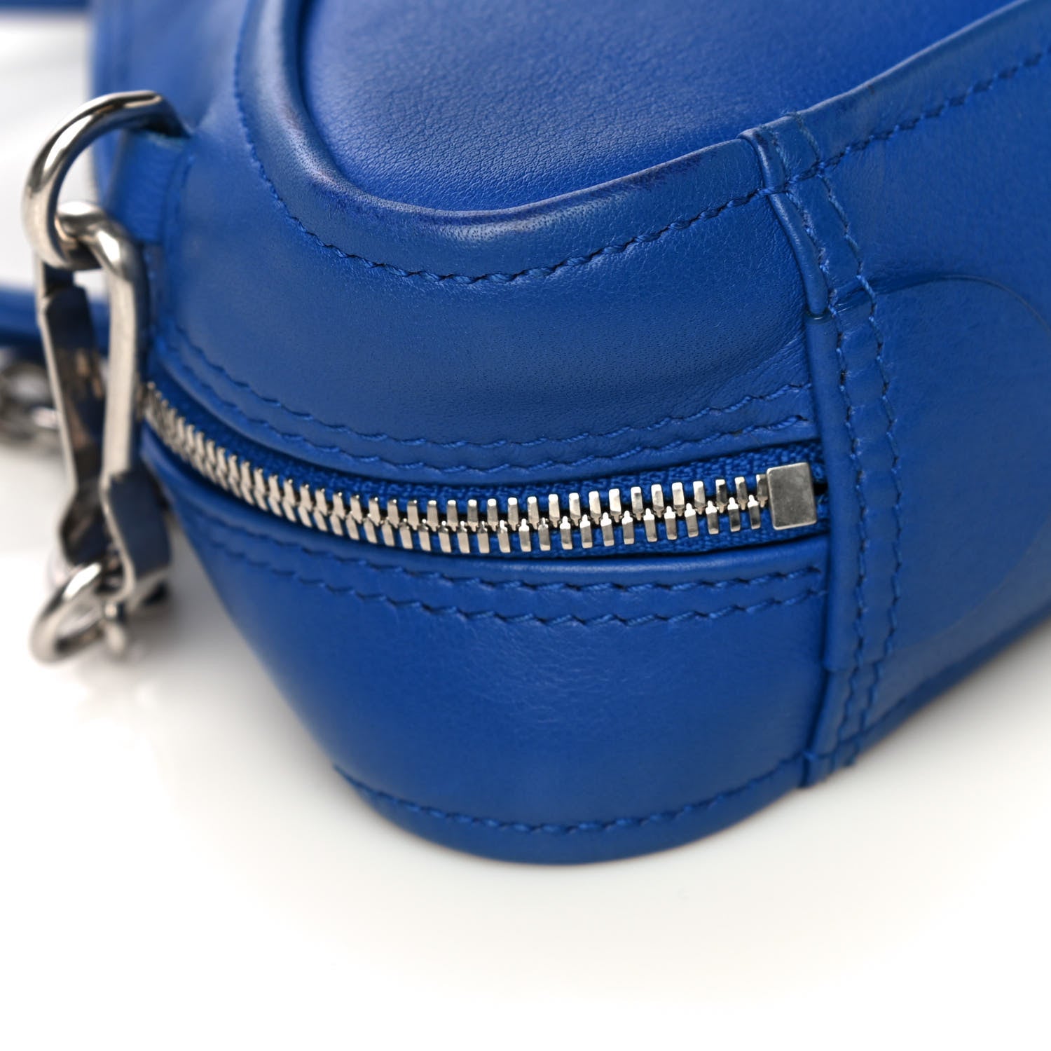 Balenciaga Shiny Day Calfskin Logo XS Triangle Chain Duffle Bleu Roi White 9 of 11